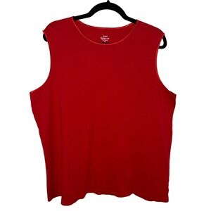 CJ Banks Red Sleeveless‎ Tank Top 2X Plus Size Cotton Classic Minimalist Holiday